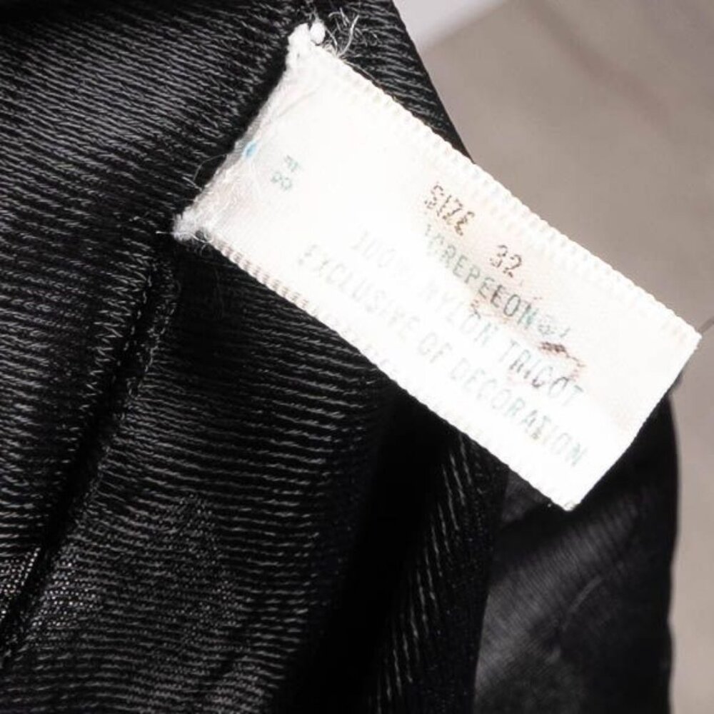 Sears VTG Black Full Slip Dress 32 Womens Lace Trim Adjustable Crepelon Long - Picture 6 of 8